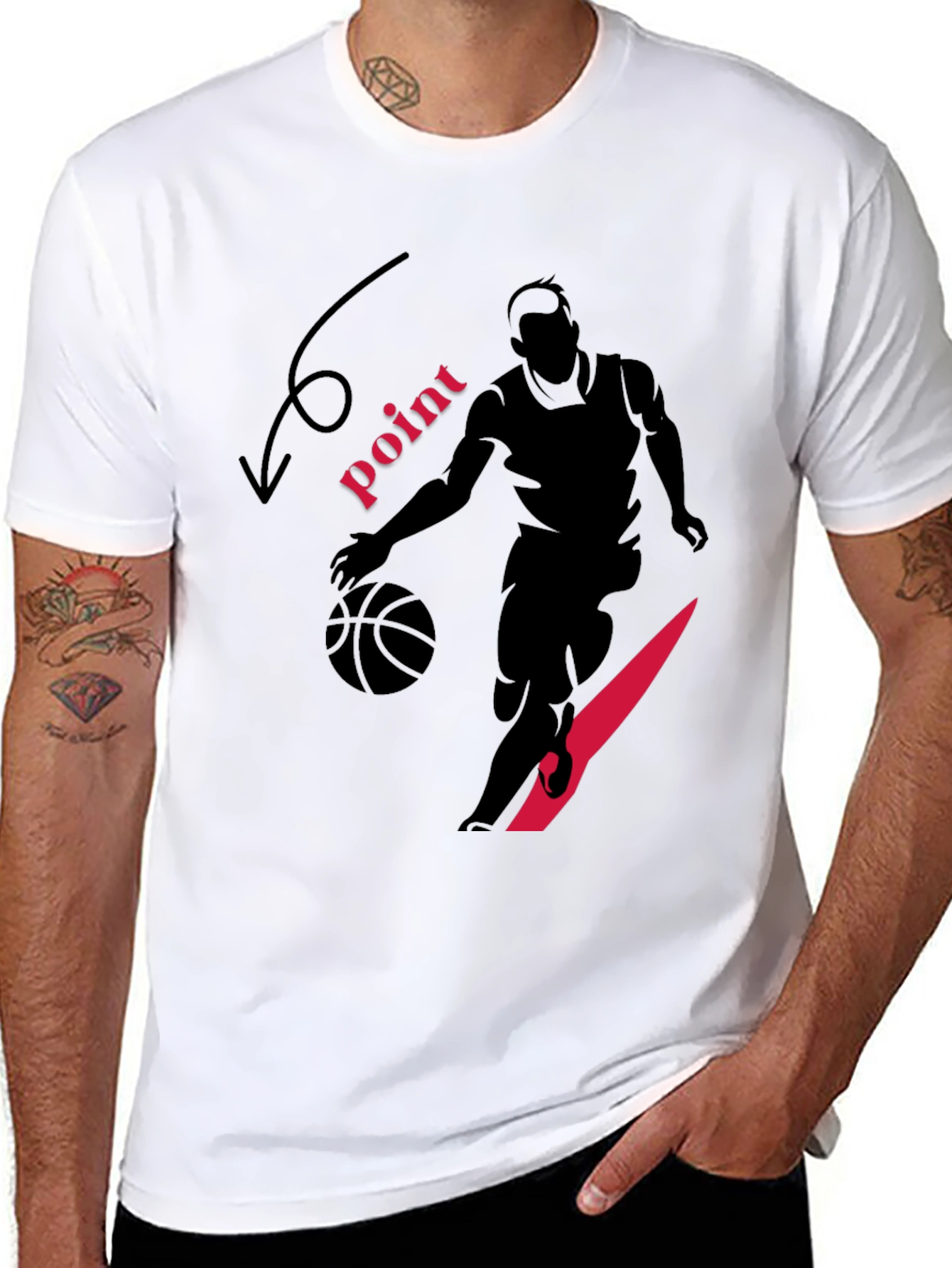 Basketball Player Graphic Print Black T-Shirt