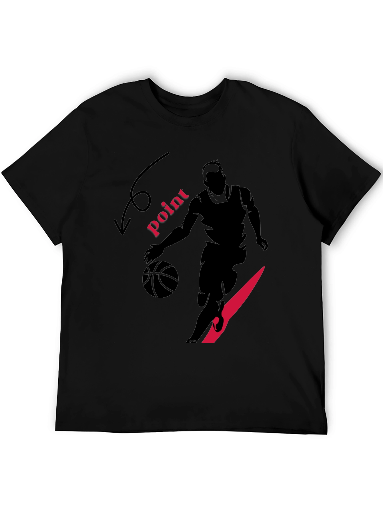 Basketball Player Graphic Print Black T-Shirt