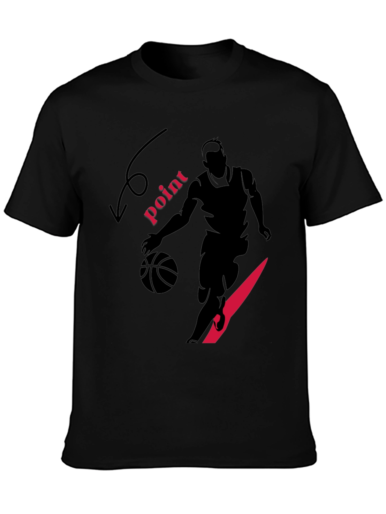 Basketball Player Graphic Print Black T-Shirt