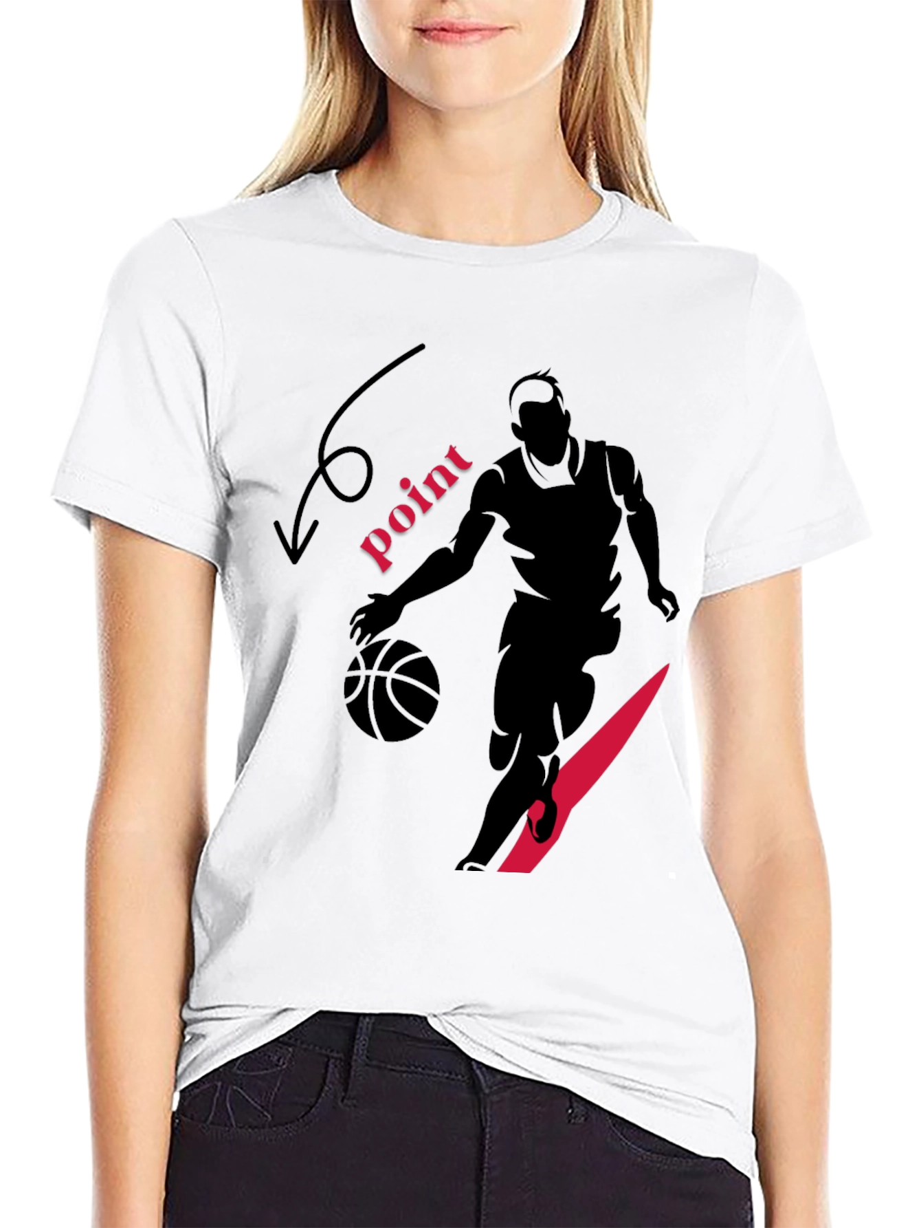 Basketball Player Graphic Print Black T-Shirt