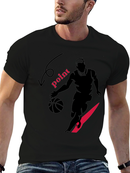Basketball Player Graphic Print Black T-Shirt