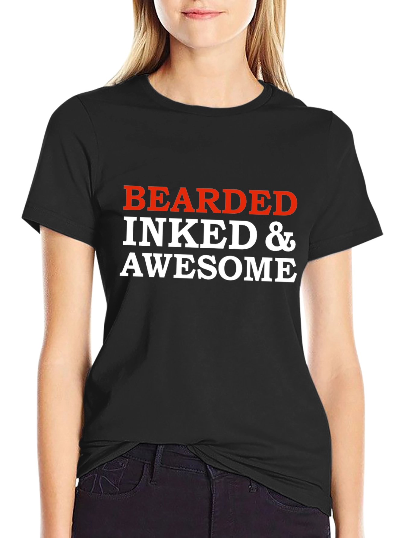 Bearded Inked & Awesome Graphic T-Shirt - Black