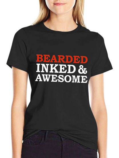 Bearded Inked & Awesome Graphic T-Shirt - Black