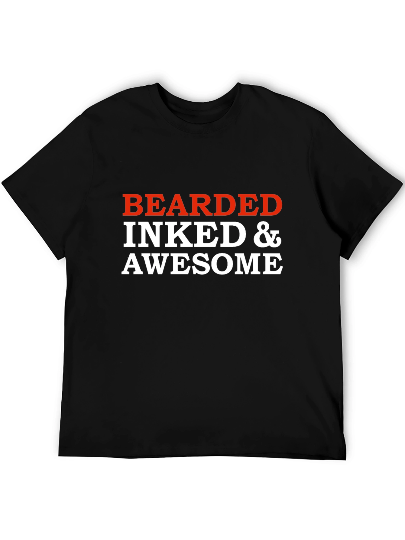 Bearded Inked & Awesome Graphic T-Shirt - Black