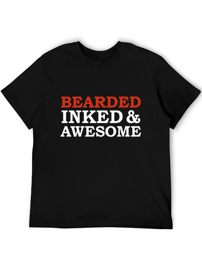 Bearded Inked & Awesome Graphic T-Shirt - Black