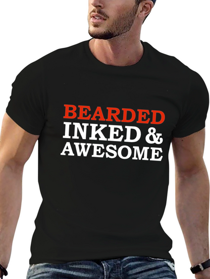 Bearded Inked & Awesome Graphic T-Shirt - Black
