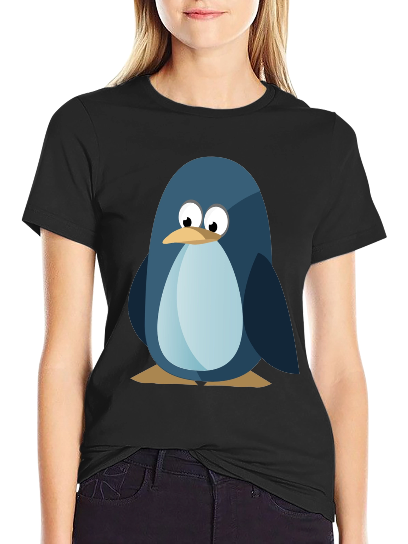 Cute Penguin Graphic Tee - Mens Black T-Shirt