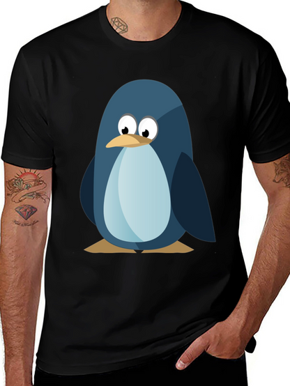 Cute Penguin Graphic Tee - Mens Black T-Shirt