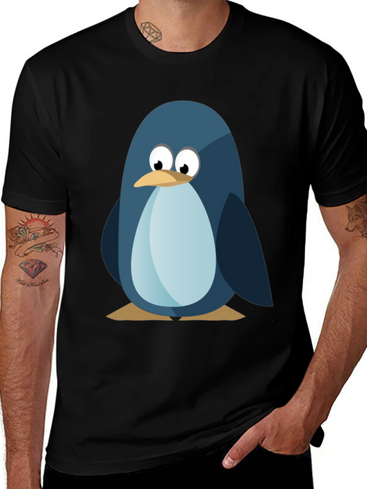 Cute Penguin Graphic Tee - Mens Black T-Shirt