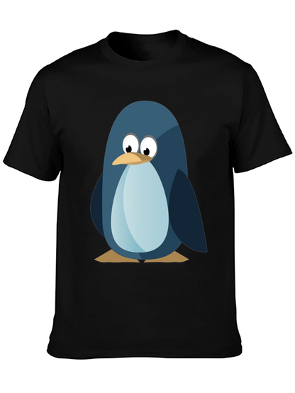 Cute Penguin Graphic Tee - Mens Black T-Shirt