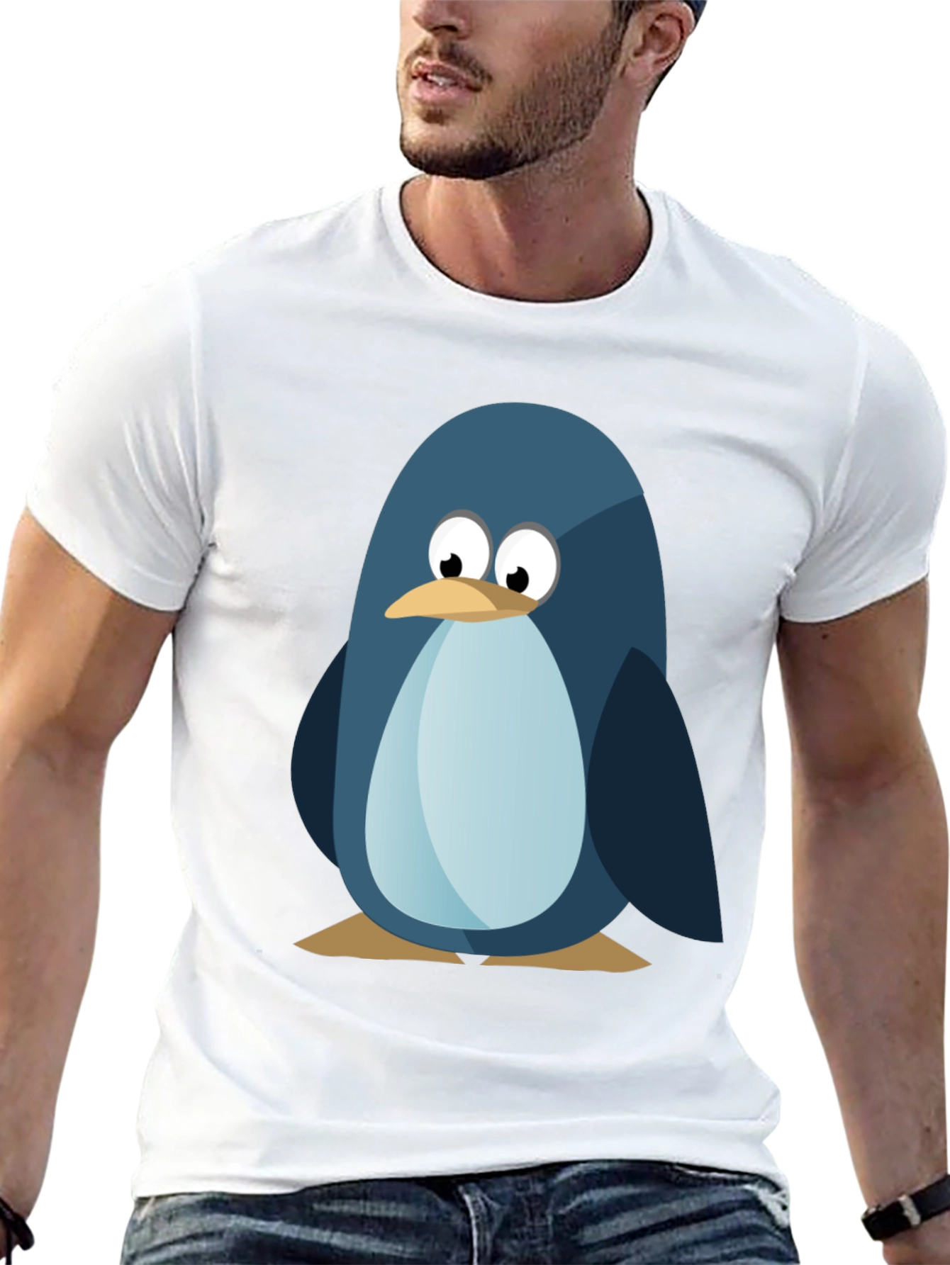 Cute Penguin Graphic Tee - Mens Black T-Shirt