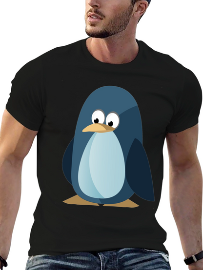 Cute Penguin Graphic Tee - Mens Black T-Shirt