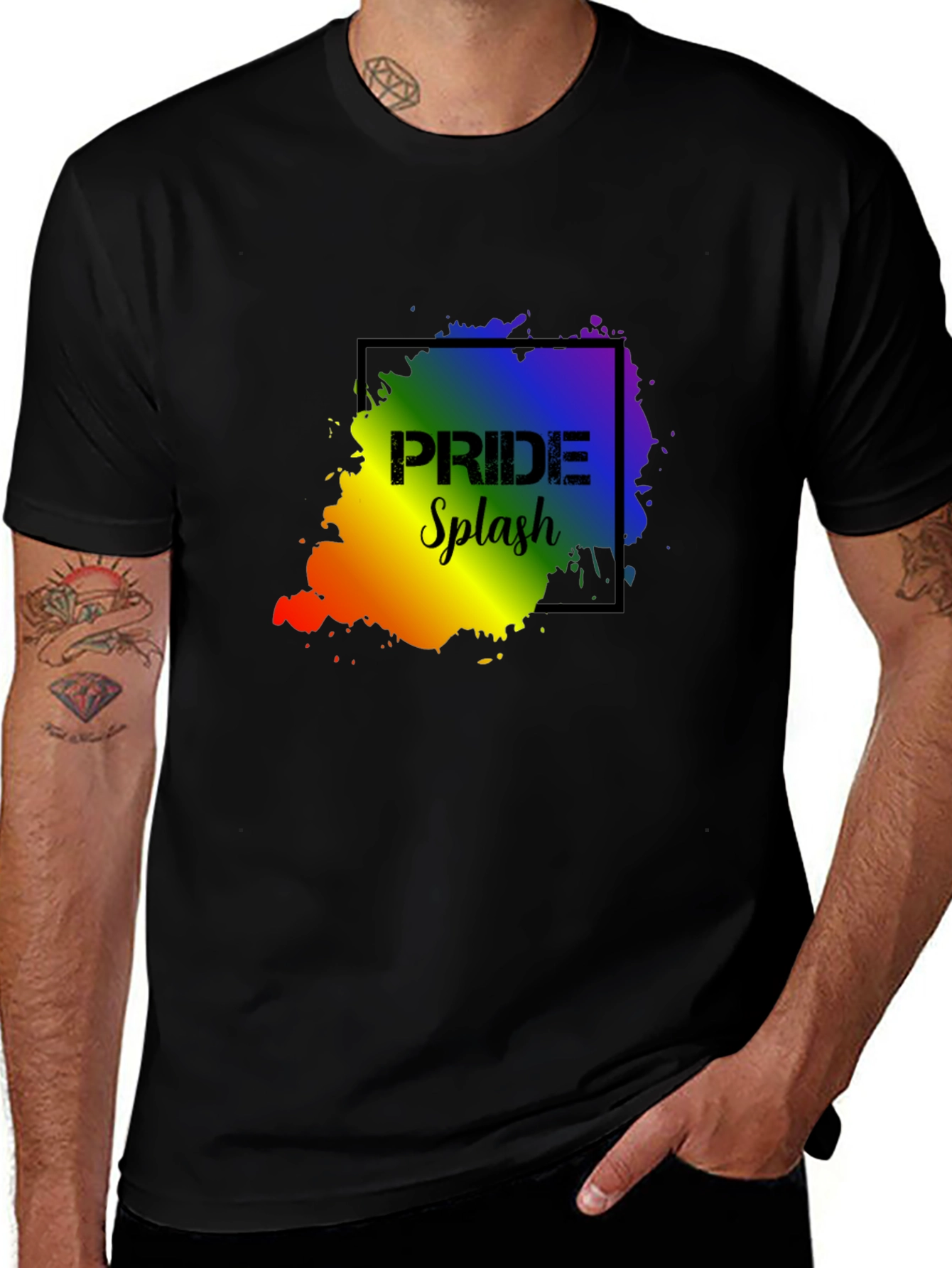Pride Splash Black T-Shirt - Celebrate Love!