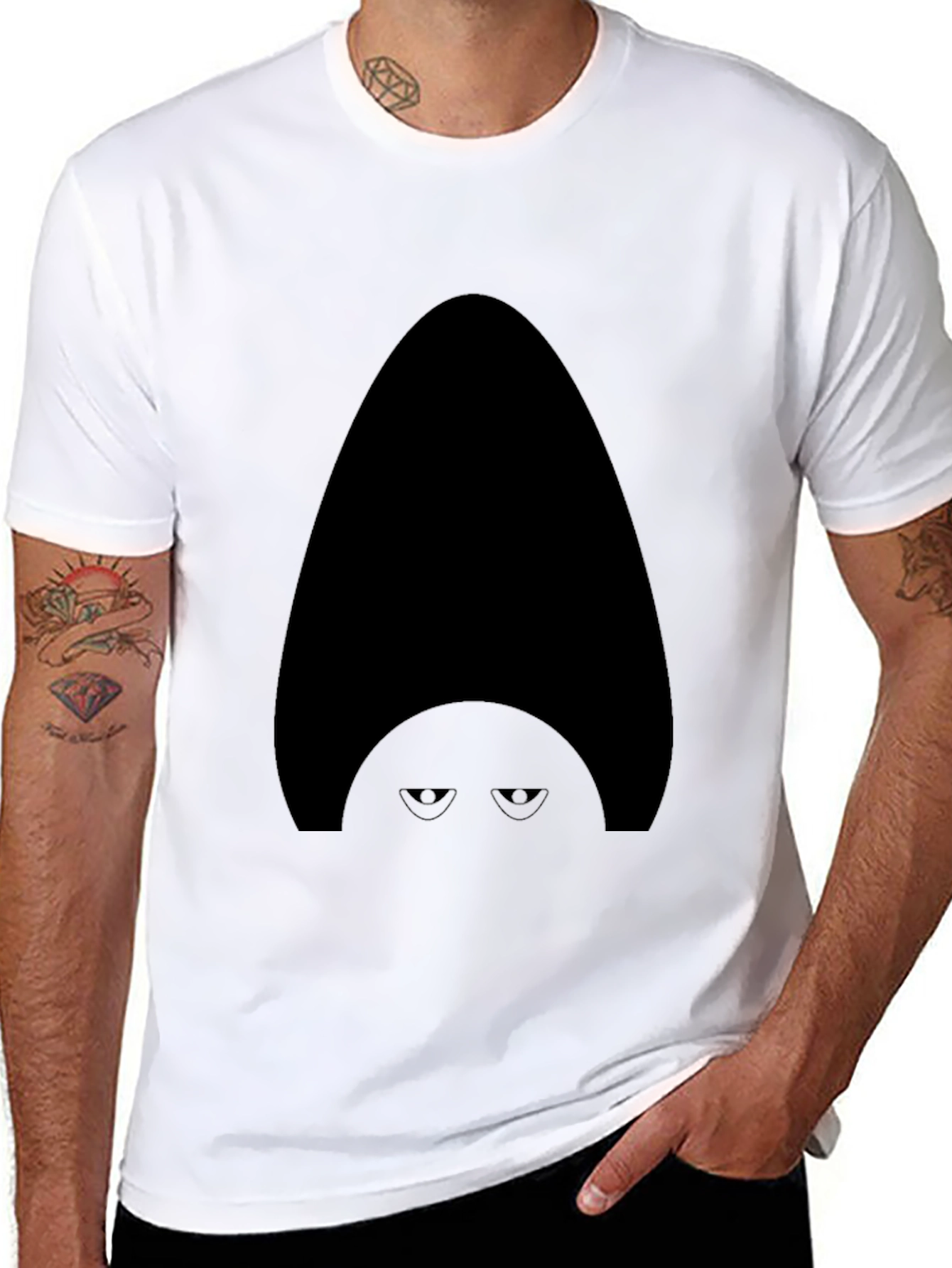 Mysterious Character Graphic Tee - Mens Black T-Shirt