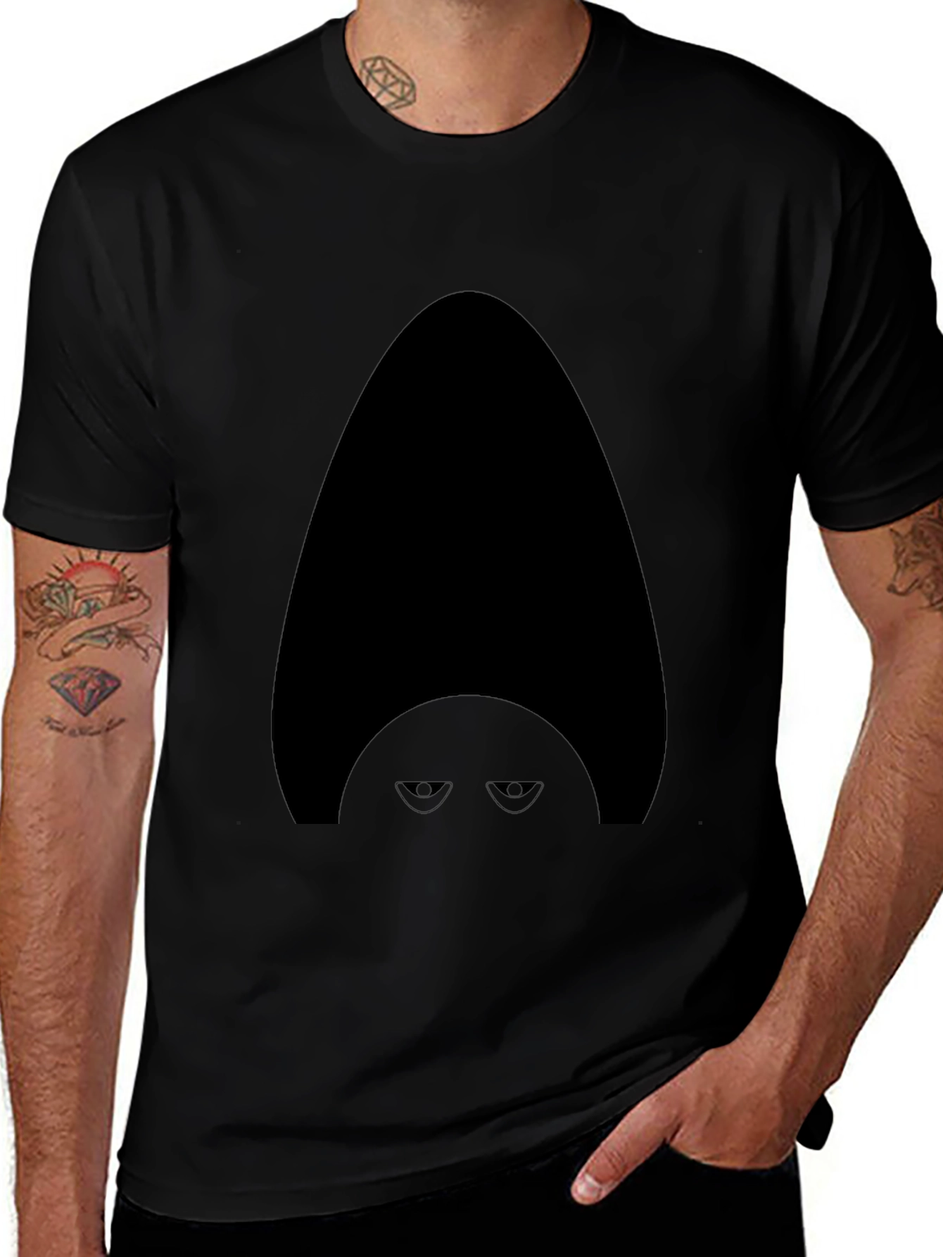 Mysterious Character Graphic Tee - Mens Black T-Shirt