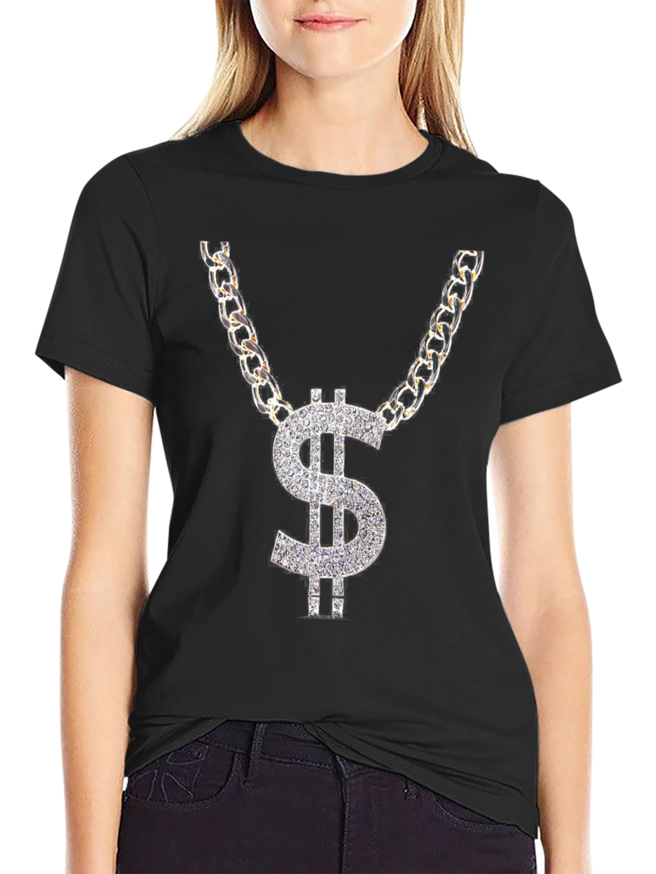 Dollar Sign Chain Graphic T-Shirt