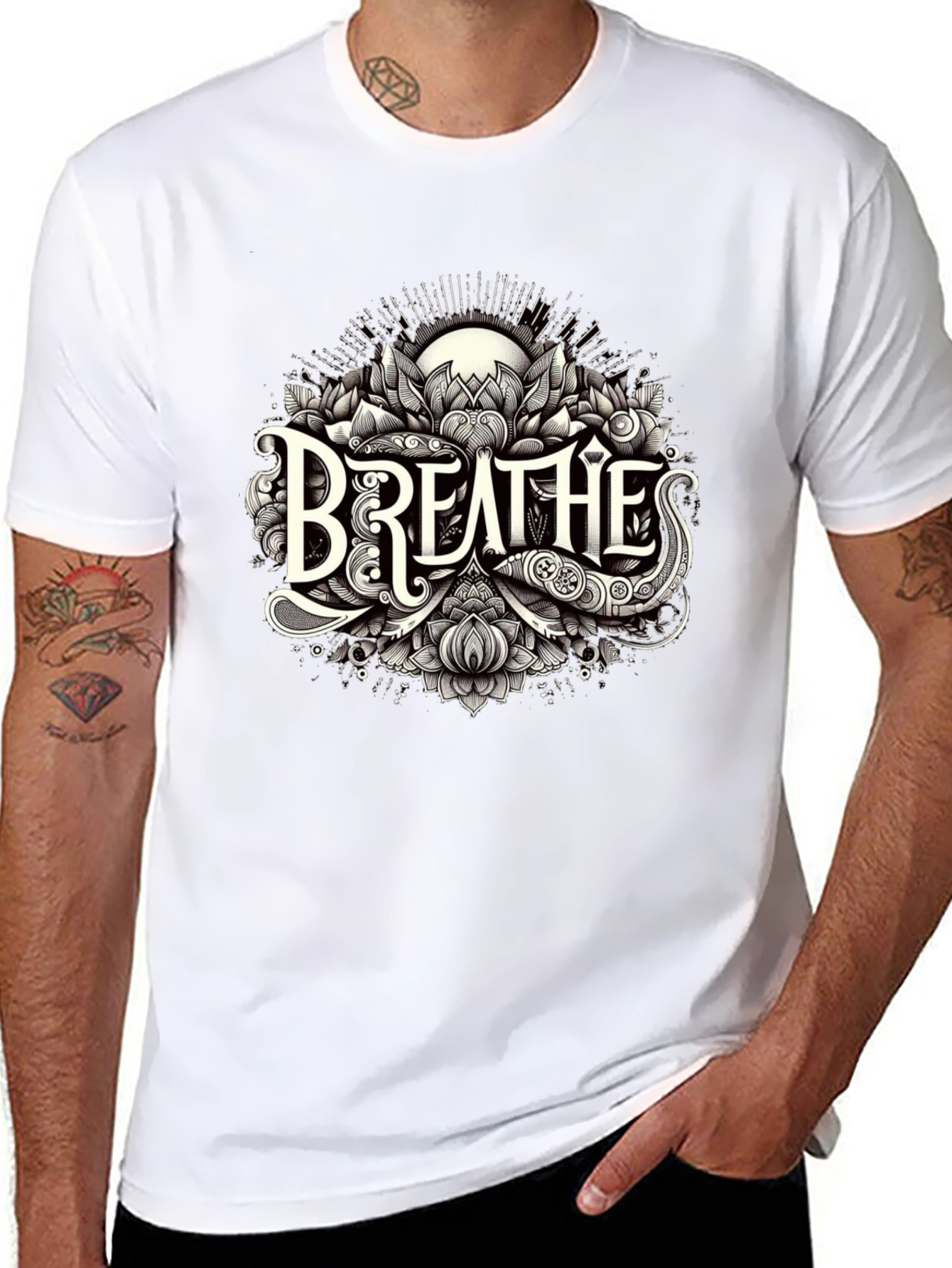 Breathes Graphic Tee - Stylish Black T-Shirt