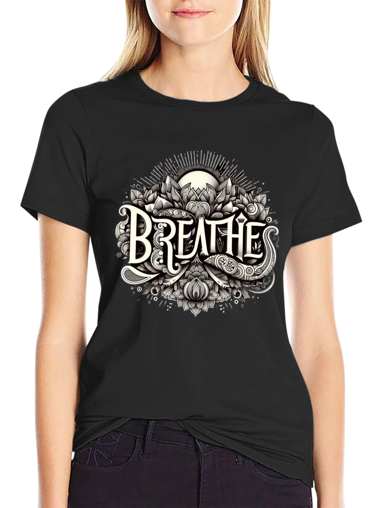 Breathes Graphic Tee - Stylish Black T-Shirt