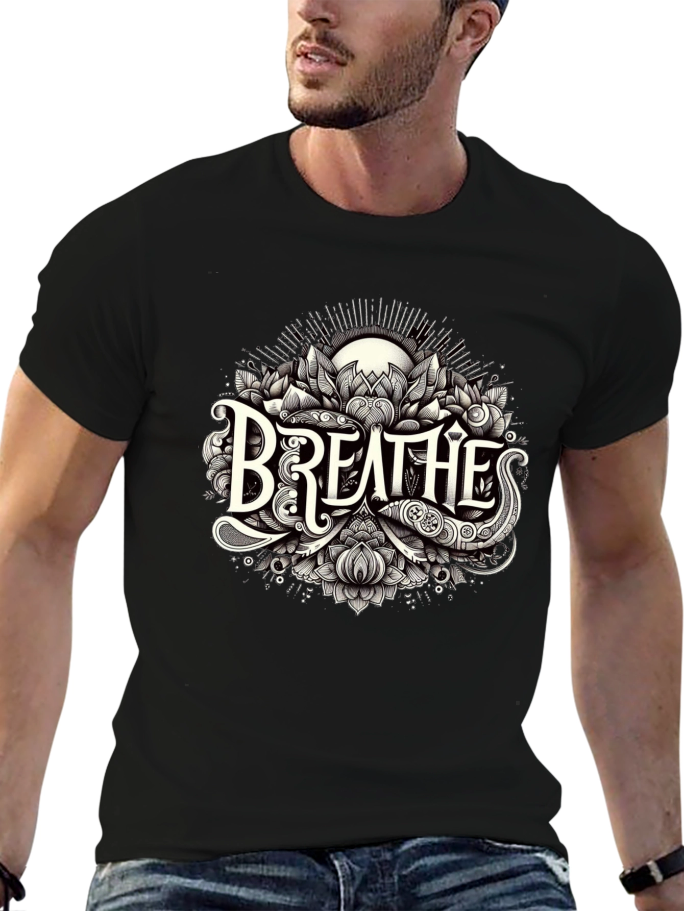 Breathes Graphic Tee - Stylish Black T-Shirt