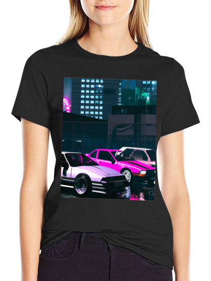 Neon City Cars Graphic Tee - Urban Style