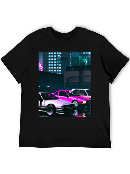 Neon City Cars Graphic Tee - Urban Style