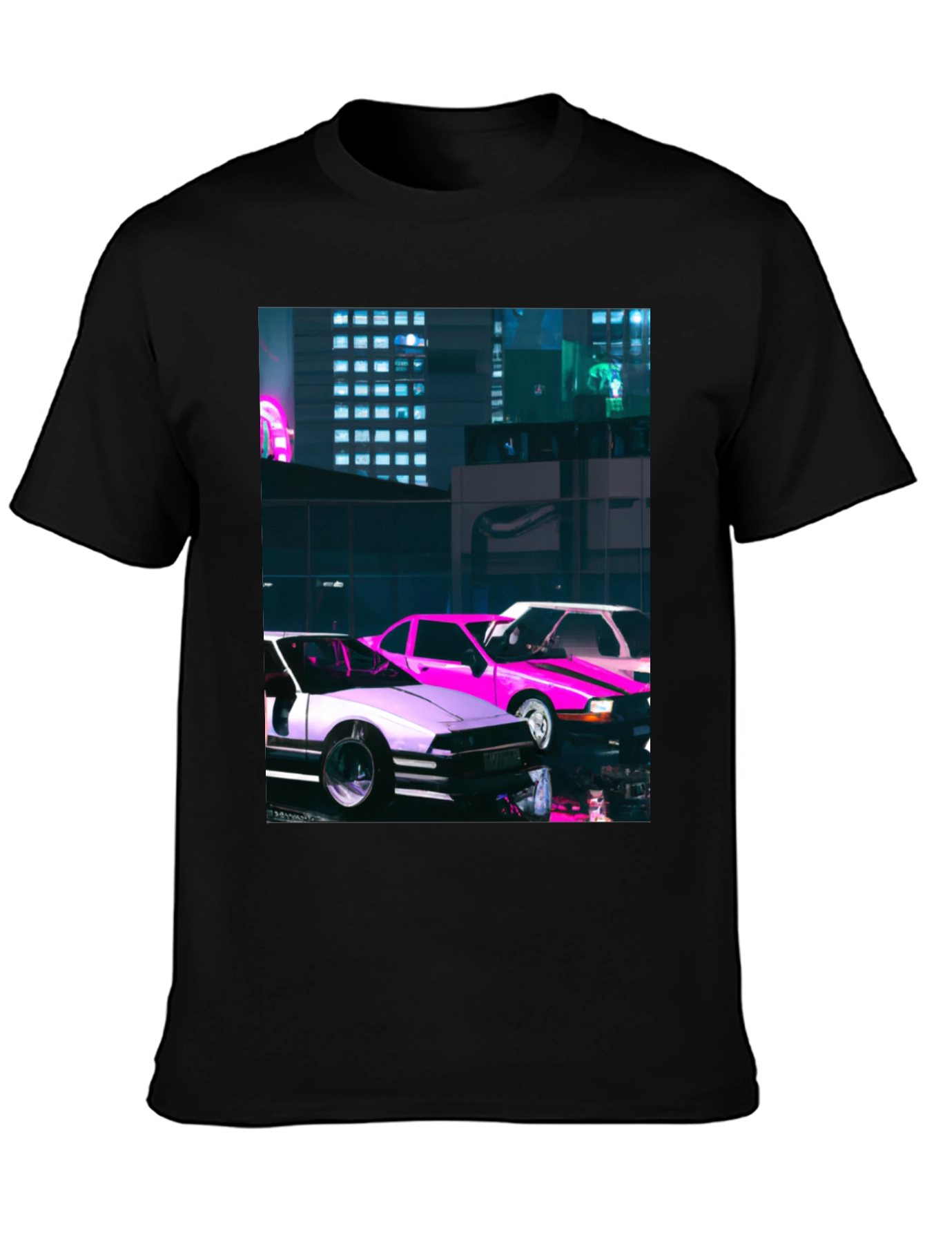 Neon City Cars Graphic Tee - Urban Style