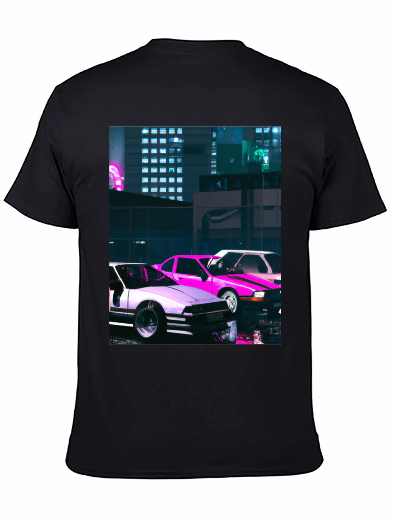 Neon City Cars Graphic Tee - Urban Style