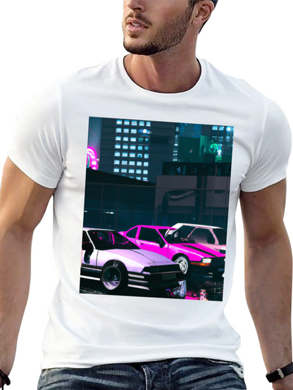 Neon City Cars Graphic Tee - Urban Style