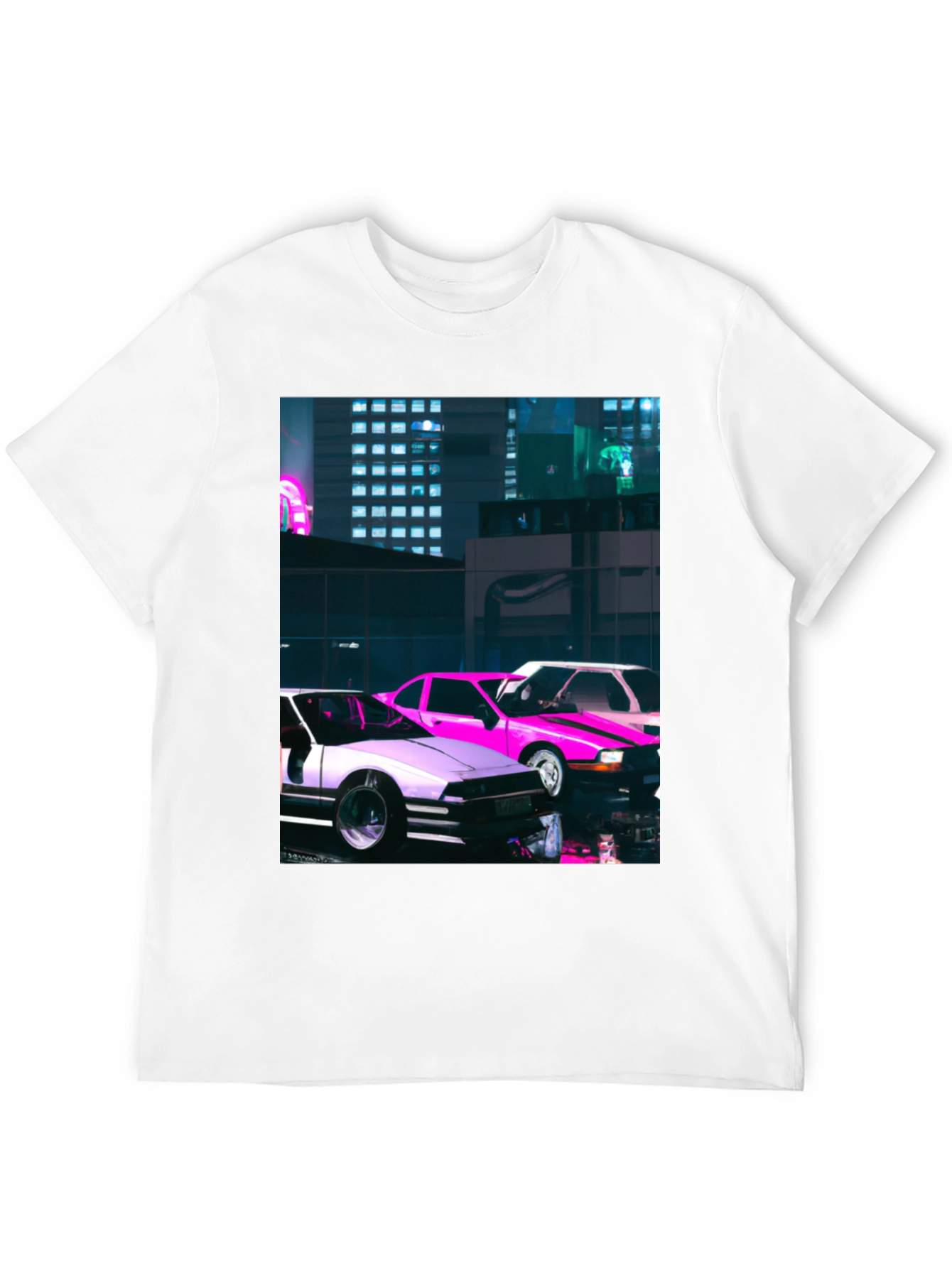Neon City Cars Graphic Tee - Urban Style
