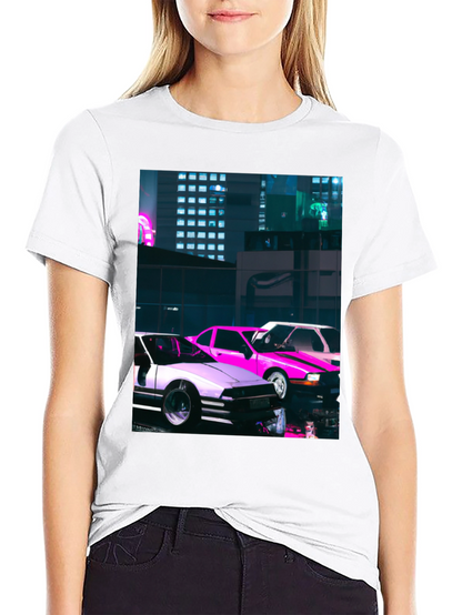 Neon City Cars Graphic Tee - Urban Style