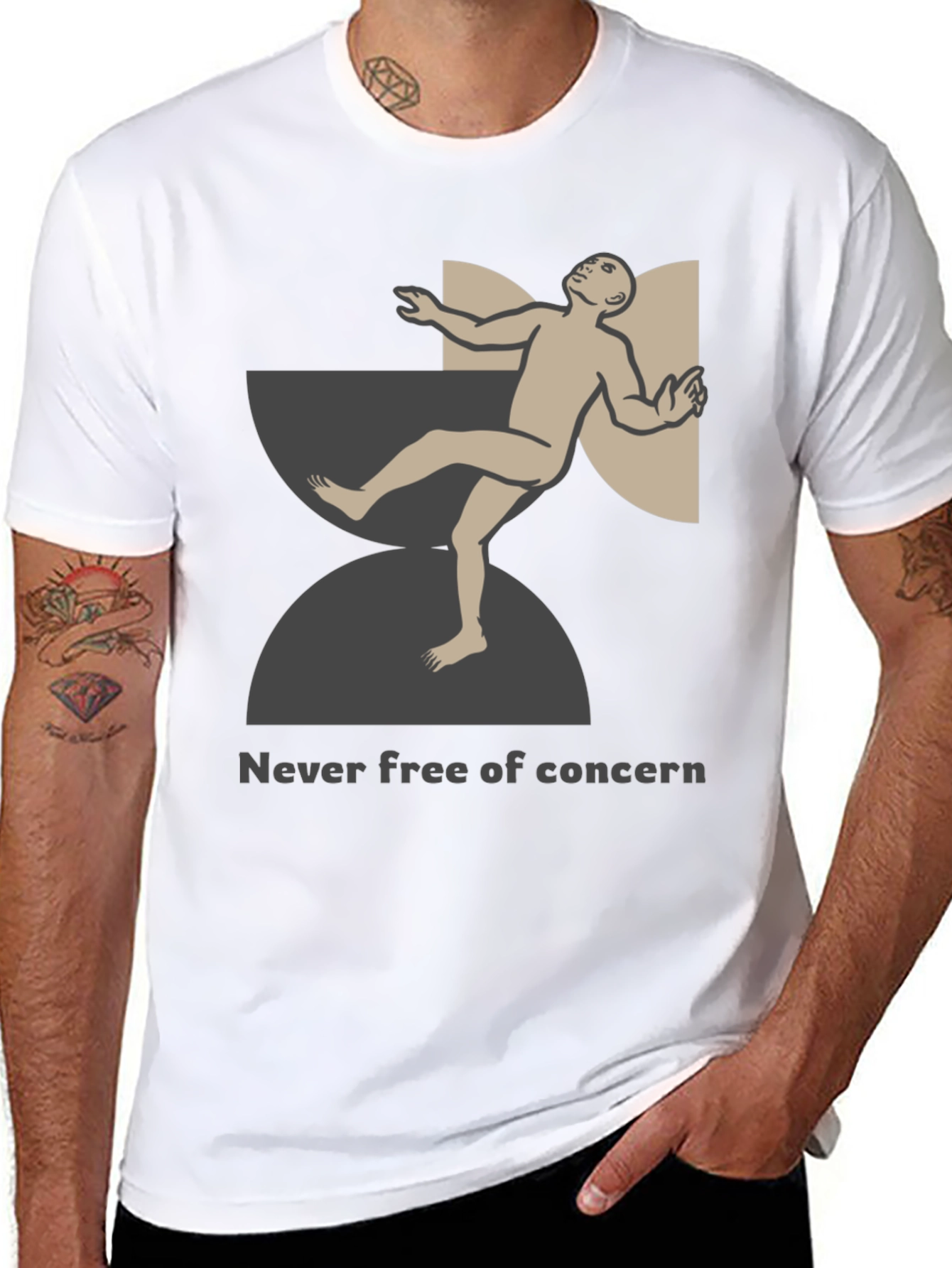 Unique Graphic T-Shirt - Never Free of Concern Design