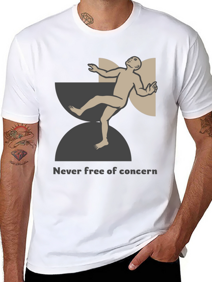 Unique Graphic T-Shirt - Never Free of Concern Design