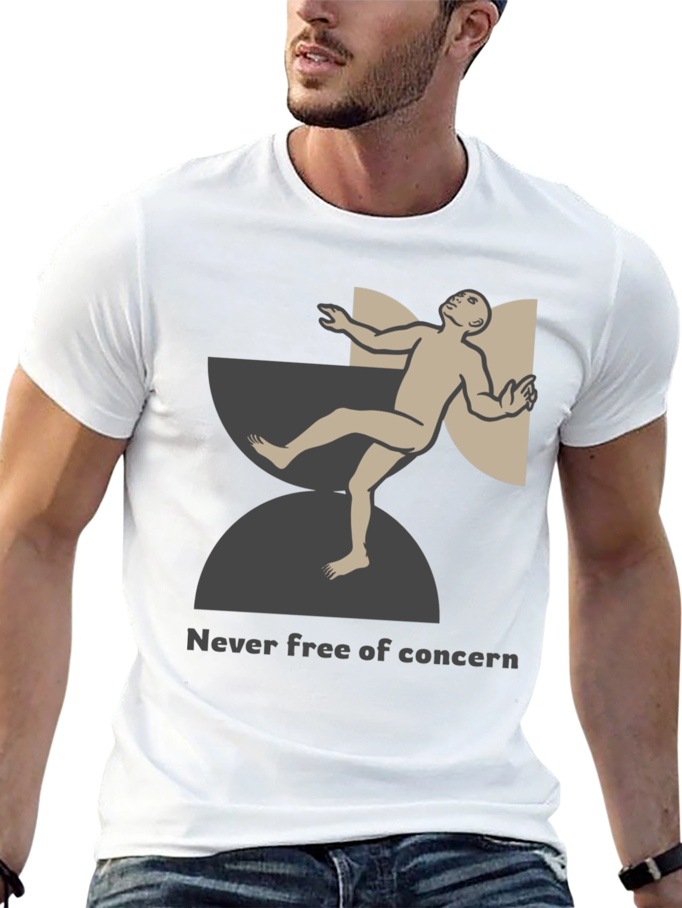 Unique Graphic T-Shirt - Never Free of Concern Design