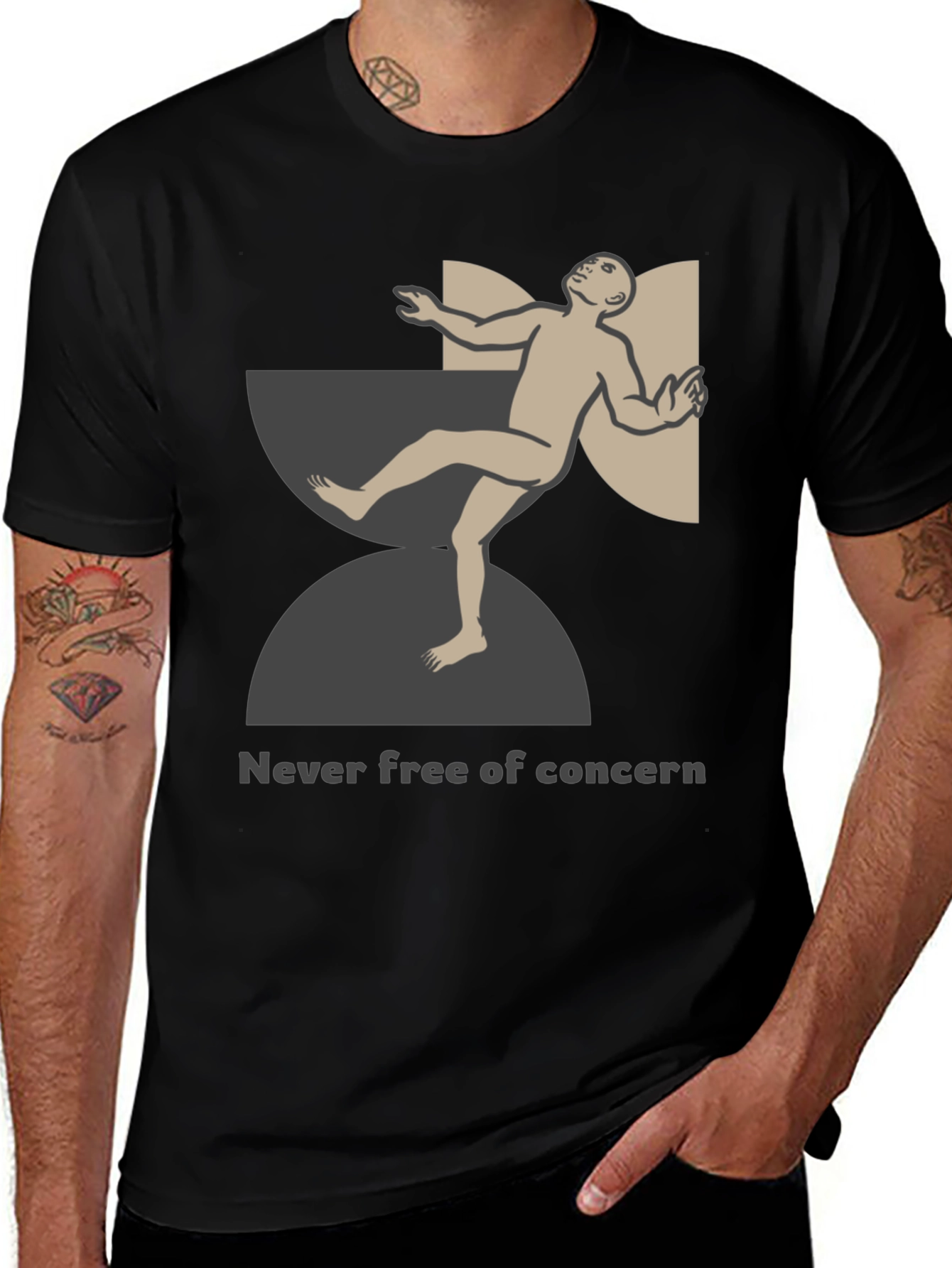 Unique Graphic T-Shirt - Never Free of Concern Design