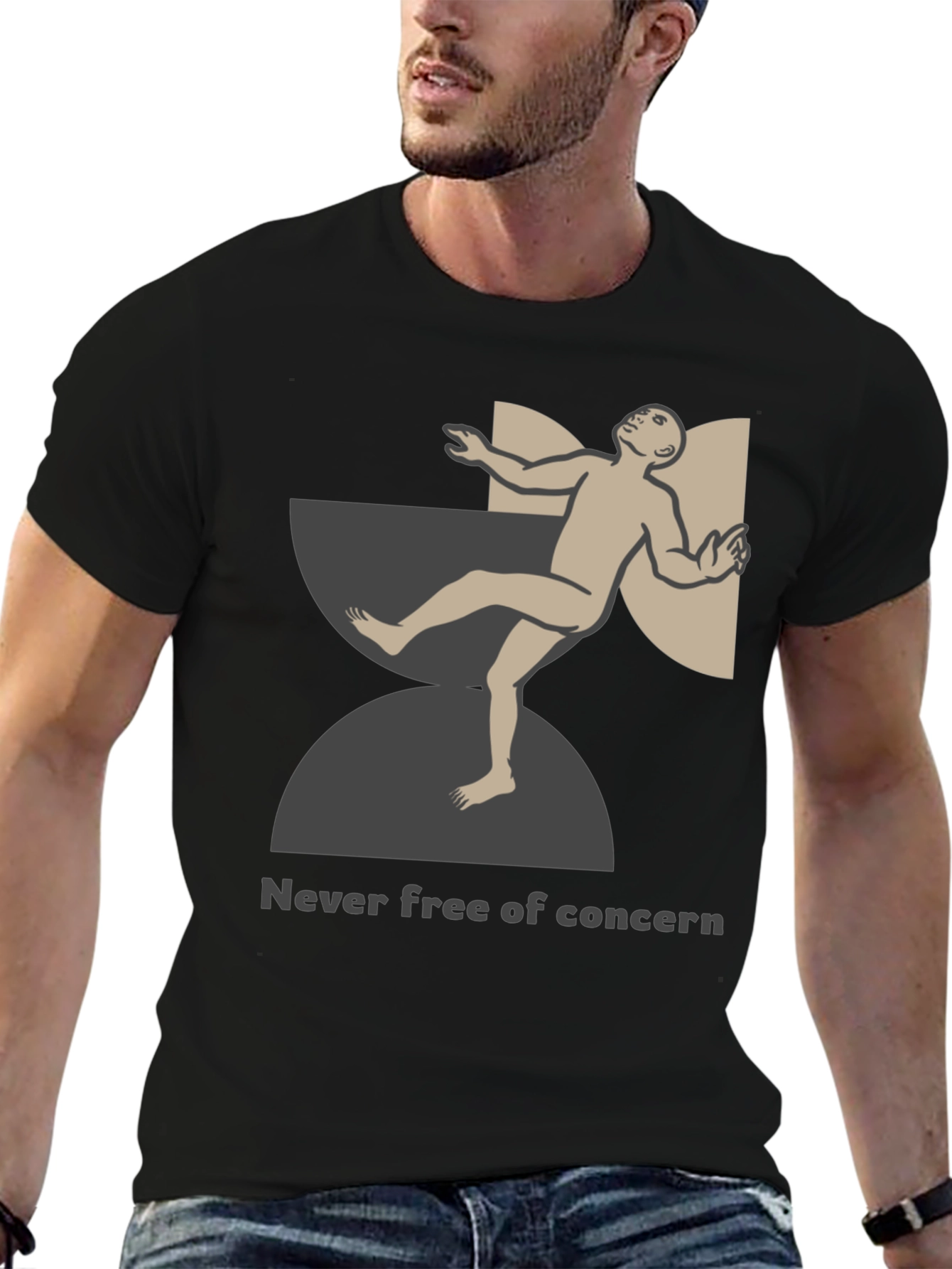 Unique Graphic T-Shirt - Never Free of Concern Design