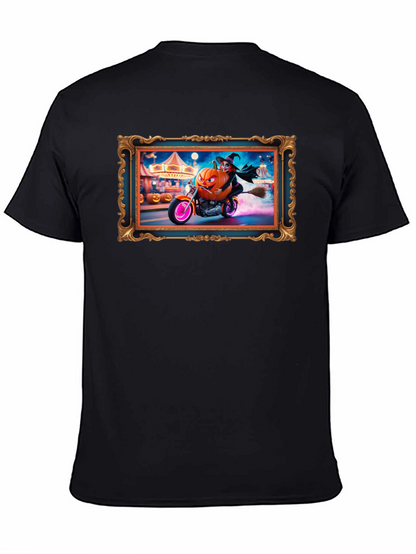 Halloween Witch Pumpkin Motorcycle T-Shirt