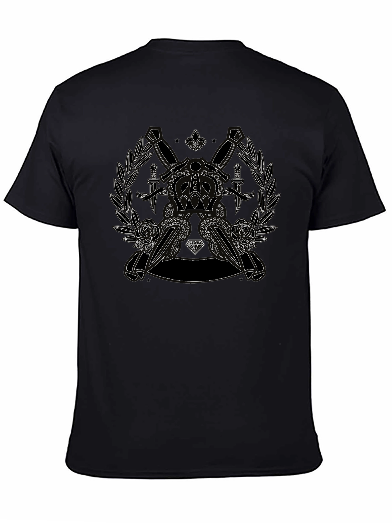 Crown Dagger Rose Graphic Tee - Classic Black