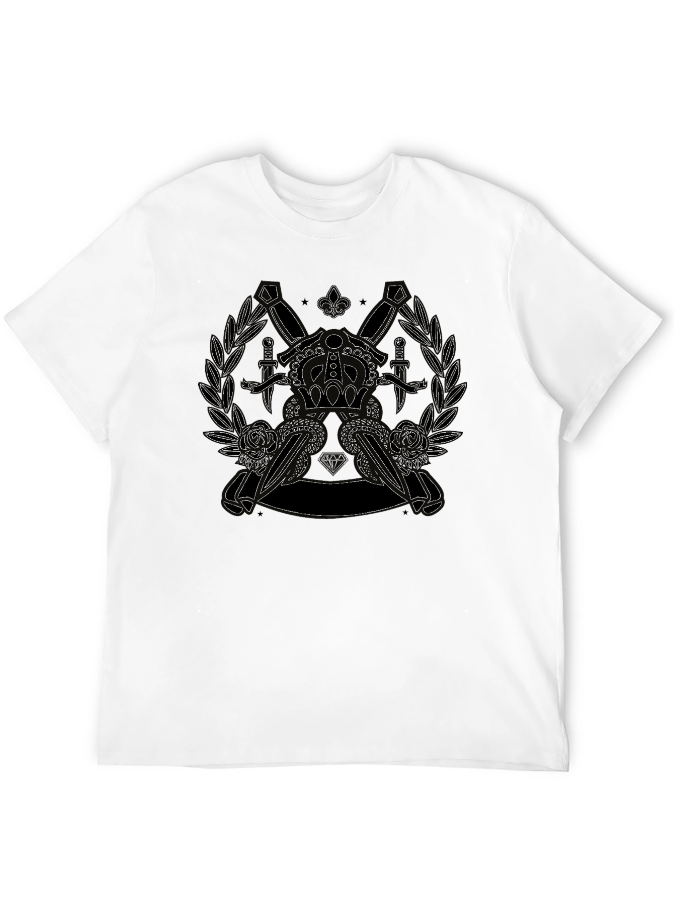 Crown Dagger Rose Graphic Tee - Classic Black