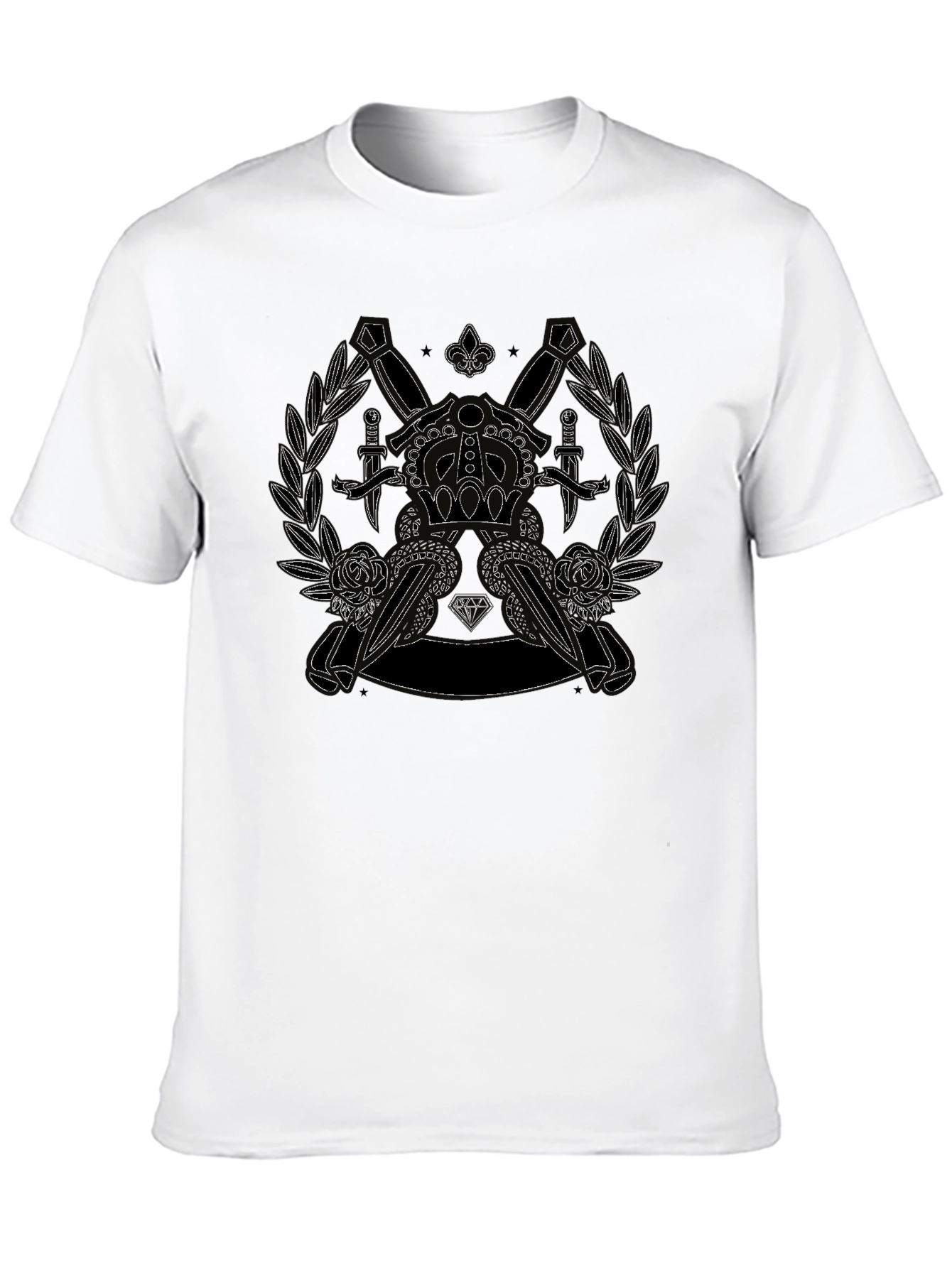 Crown Dagger Rose Graphic Tee - Classic Black