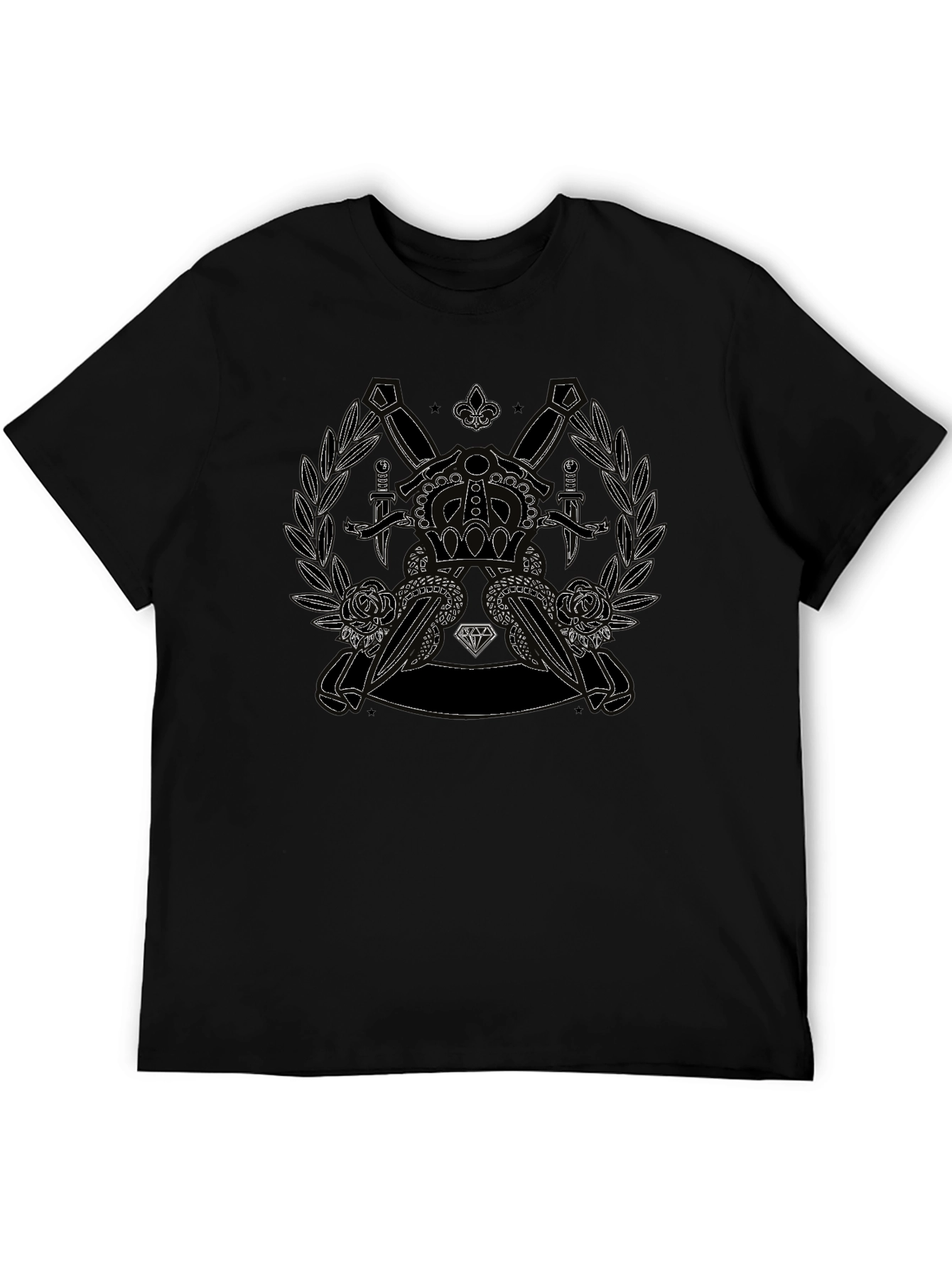 Crown Dagger Rose Graphic Tee - Classic Black