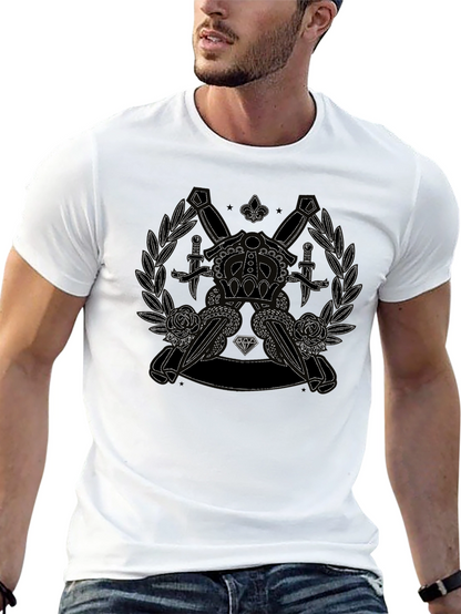 Crown Dagger Rose Graphic Tee - Classic Black