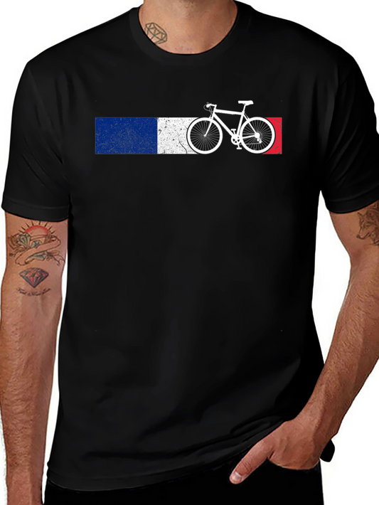 French Flag Bicycle Graphic Tee - Black