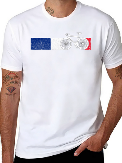 French Flag Bicycle Graphic Tee - Black