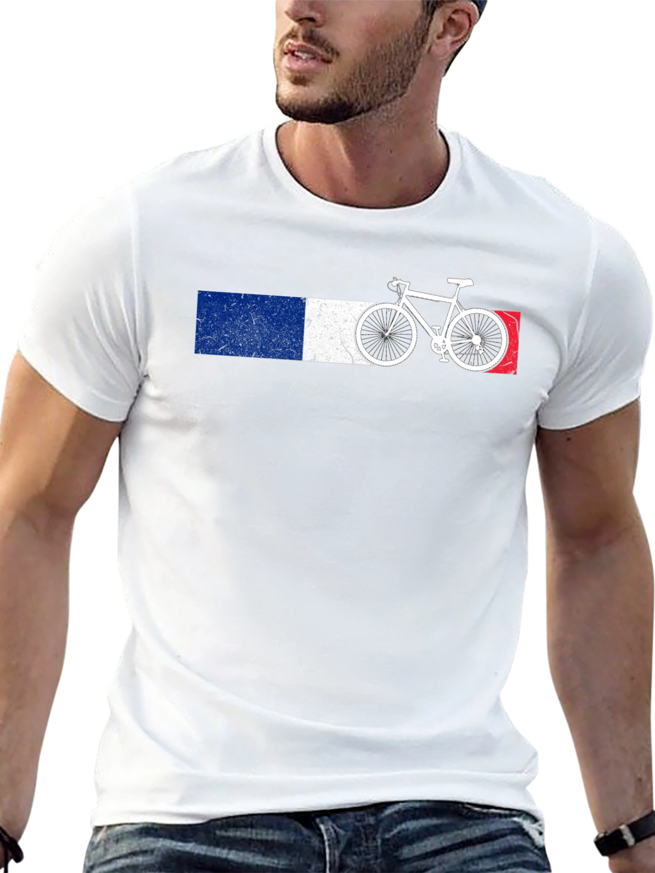 French Flag Bicycle Graphic Tee - Black