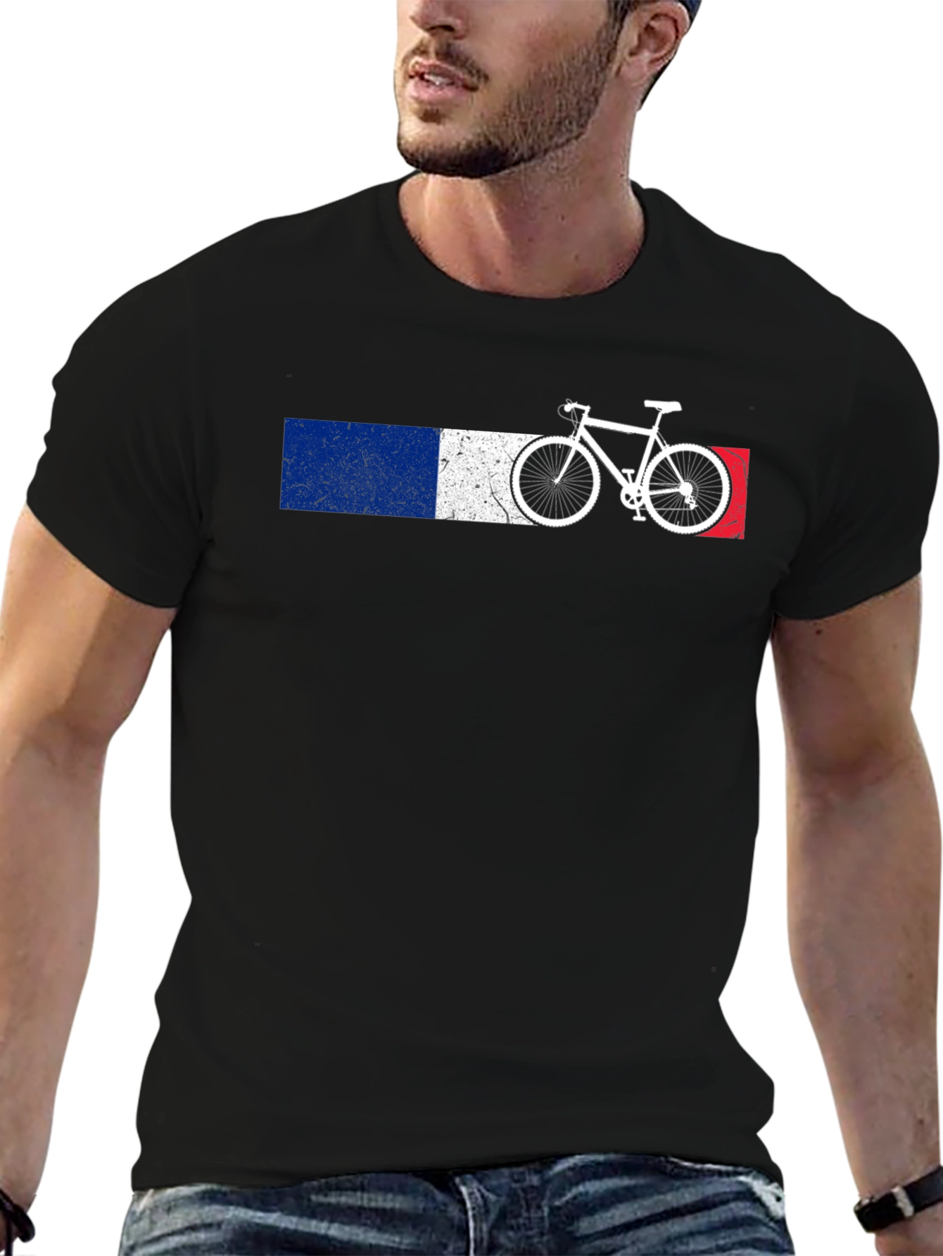 French Flag Bicycle Graphic Tee - Black