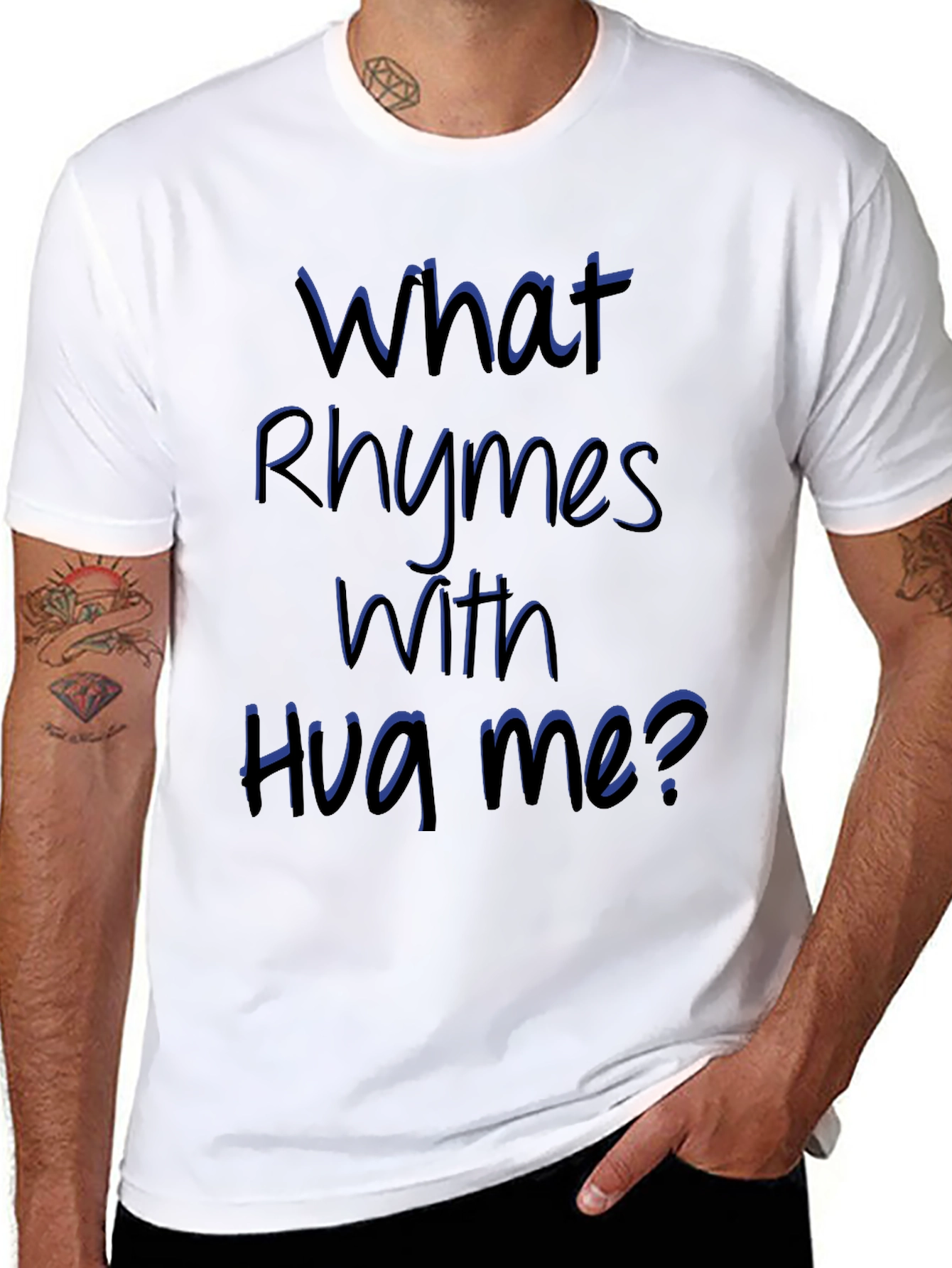 Rhyming Graphic Tee - What Rhymes With Hug Me?
