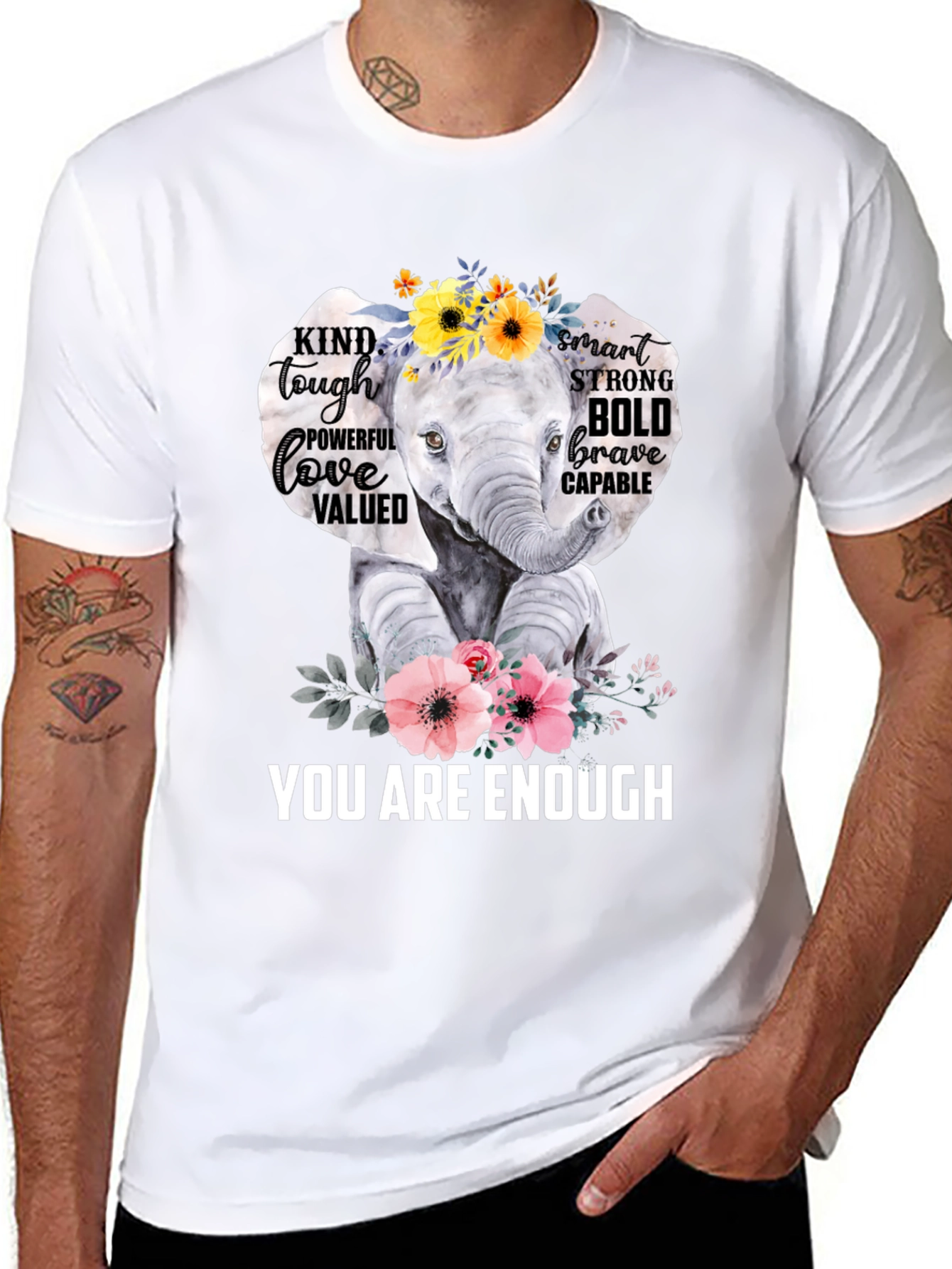 Elephant You Are Enough Graphic T-Shirt