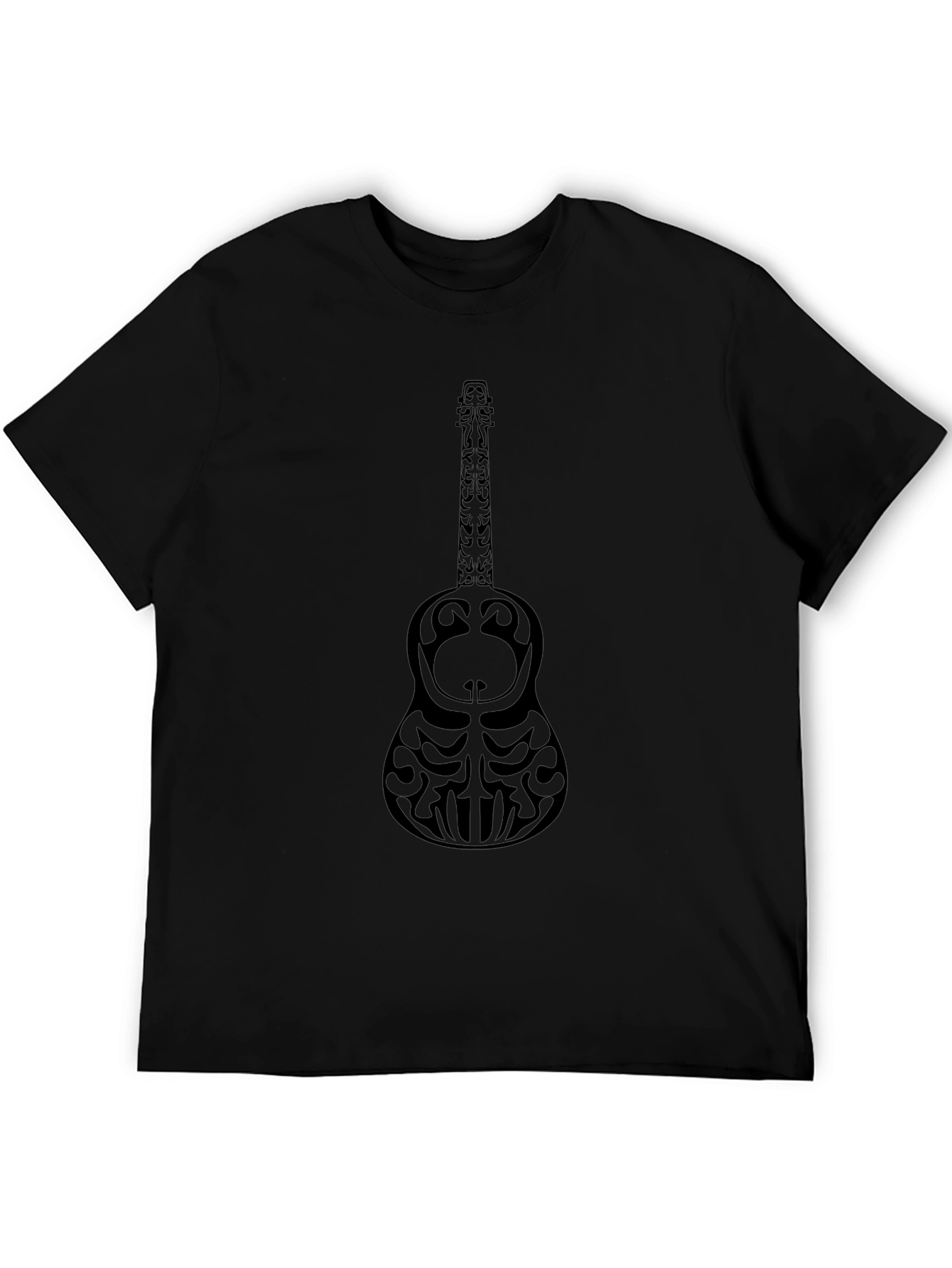 Tribal Guitar Graphic Black T-Shirt