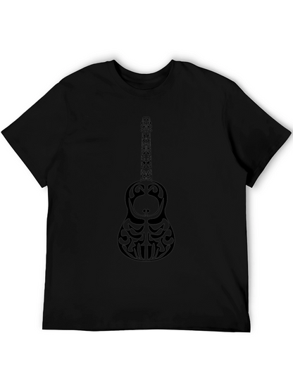 Tribal Guitar Graphic Black T-Shirt