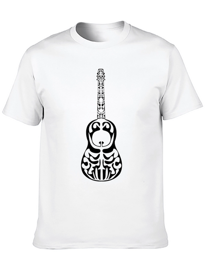 Tribal Guitar Graphic Black T-Shirt
